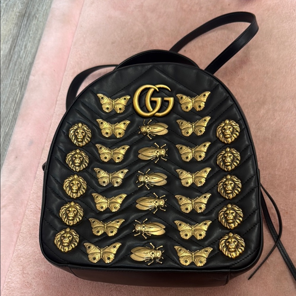 Gucci Black and Gold Designer Backpack